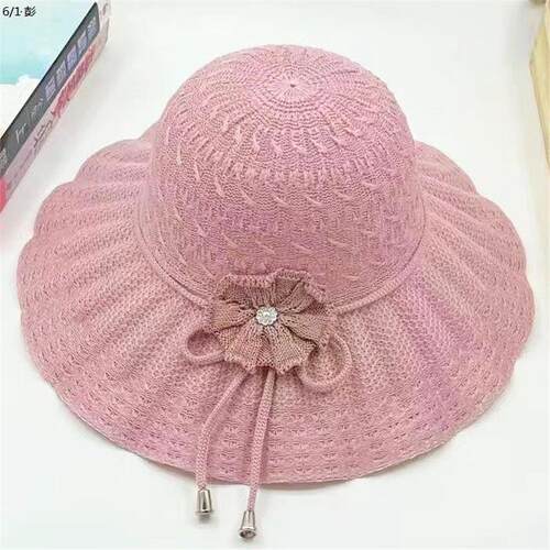 中老年可折叠遮阳帽女士2025夏天新款凉帽太阳帽防晒妈妈花朵盆帽 - 图1