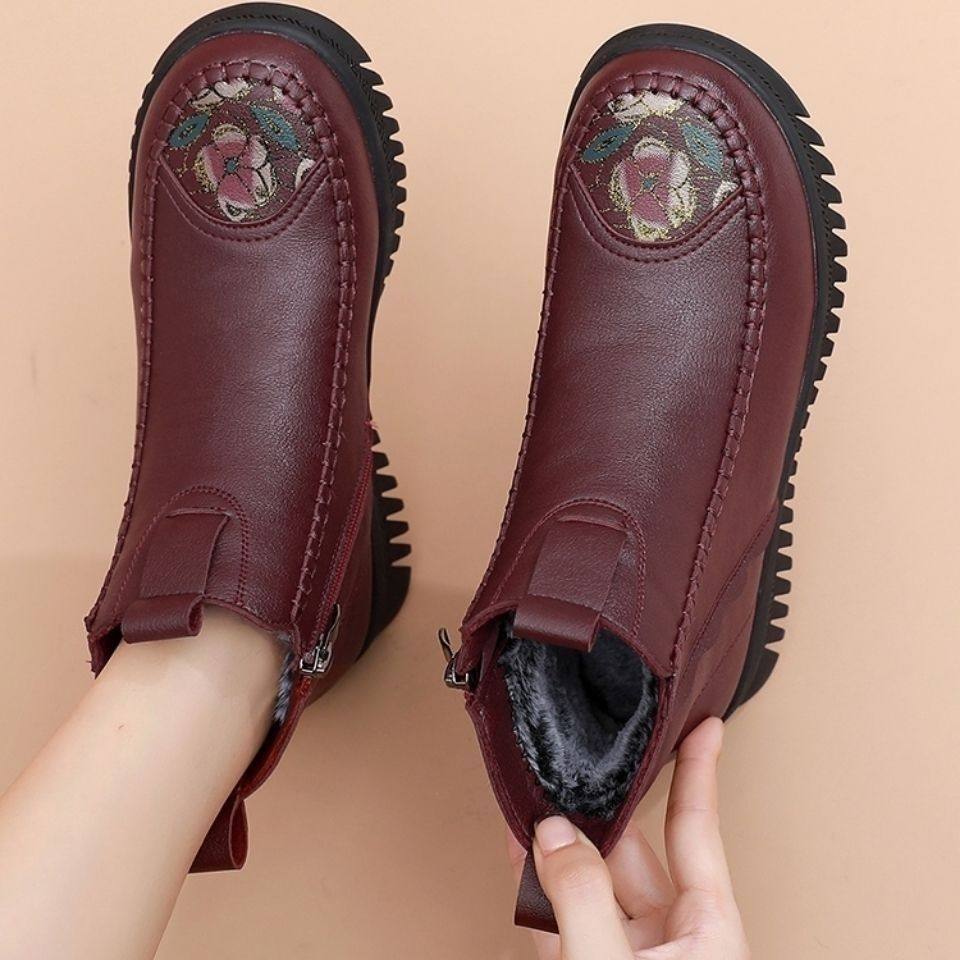 中老年加绒保暖老人皮鞋真皮2025冬季新款妈妈鞋平底防滑女鞋棉鞋,淘宝优惠券,粉丝福利购,淘宝优惠卷
