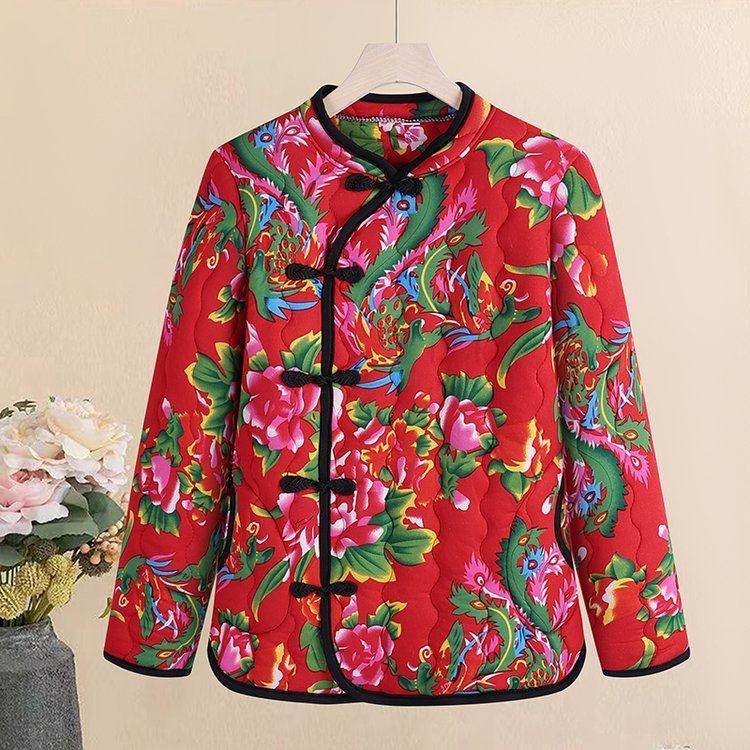 东北大花棉袄民族风斜襟旗袍盘扣保暖中年女二人转演出服棉衣上衣,淘宝优惠券,粉丝福利购,淘宝优惠卷