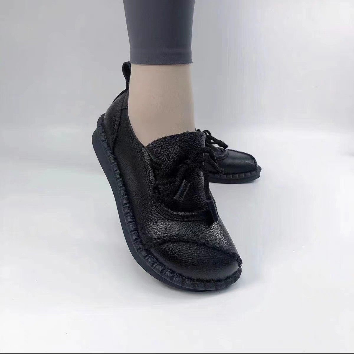 真皮复古女鞋2026年春秋新款单鞋女圆头平底中年休闲皮鞋妈妈皮鞋,淘宝优惠券,粉丝福利购,淘宝优惠卷