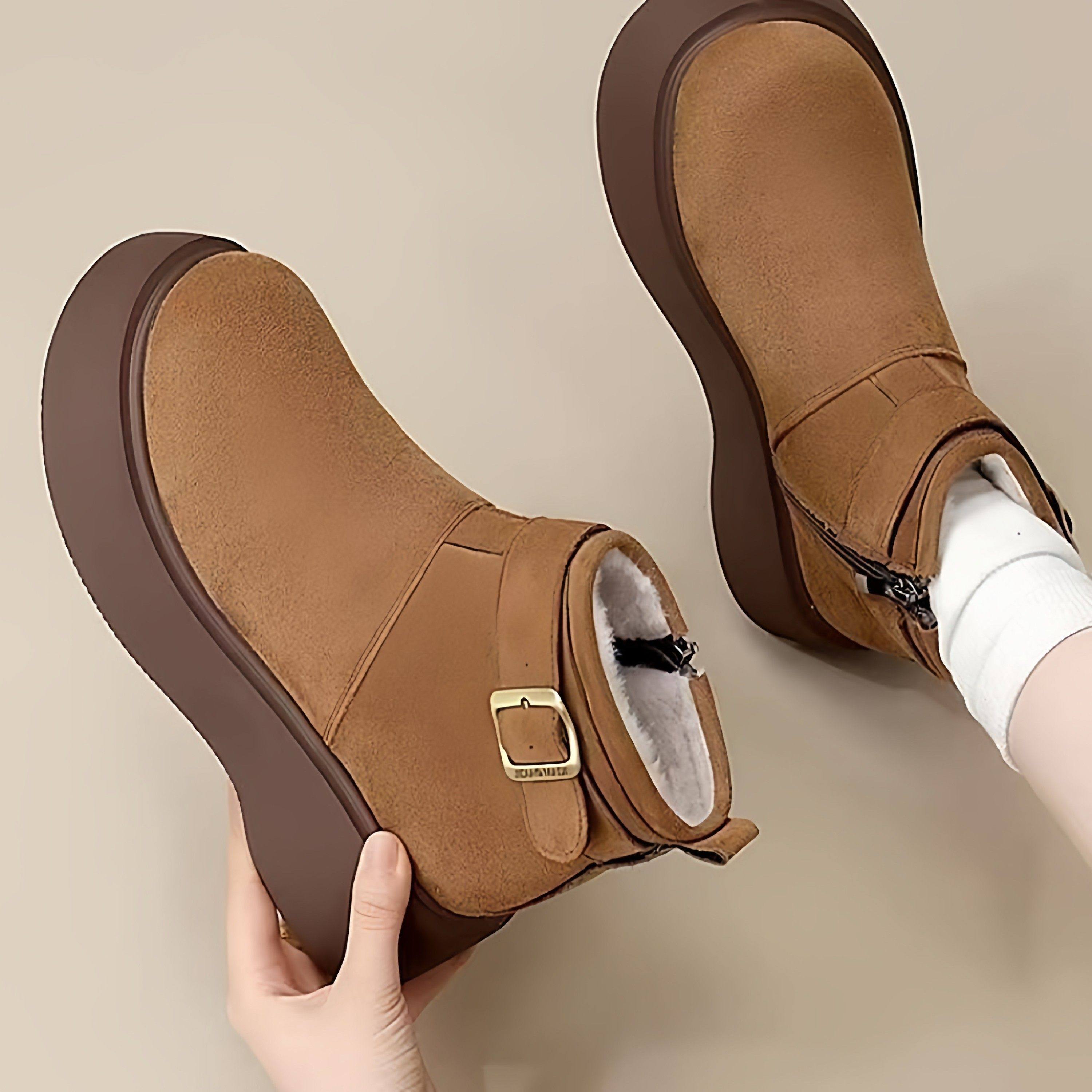 时尚厚底短靴女鞋绒面雪地靴女2026秋冬新款加绒加厚保暖妈妈棉鞋,淘宝优惠券,粉丝福利购,淘宝优惠卷