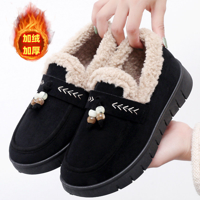 冬季一脚蹬防滑软底加绒保暖女棉鞋老北京布鞋女豆豆鞋休闲妈妈鞋,淘宝优惠券,粉丝福利购,淘宝优惠卷