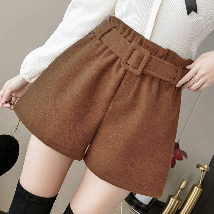 毛呢短裤女松紧腰年秋冬a字高腰阔腿休闲冬季外穿呢子靴裤潮漂亮,淘宝优惠券,粉丝福利购,淘宝优惠卷
