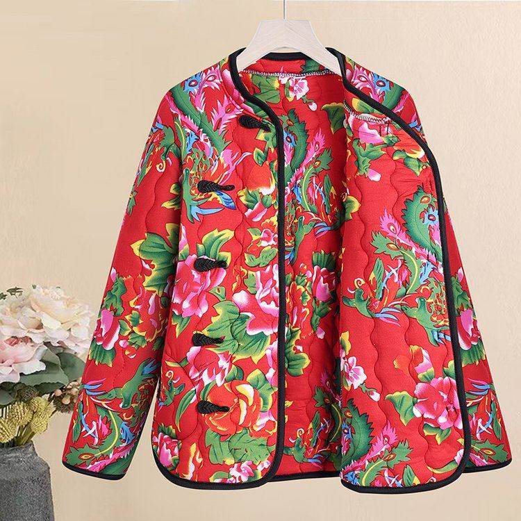 东北大花棉袄民族风斜襟旗袍盘扣保暖中年女二人转演出服棉衣上衣,淘宝优惠券,粉丝福利购,淘宝优惠卷