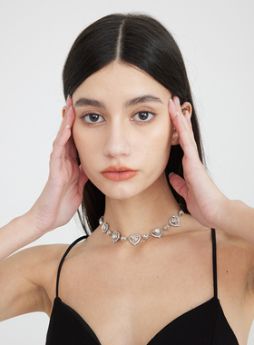 AR施华洛满钻爱心choker颈链项链