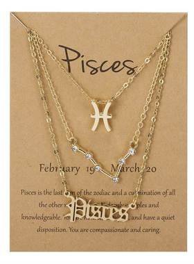 3pcs set Zodiac women necklace Personality new gift couple