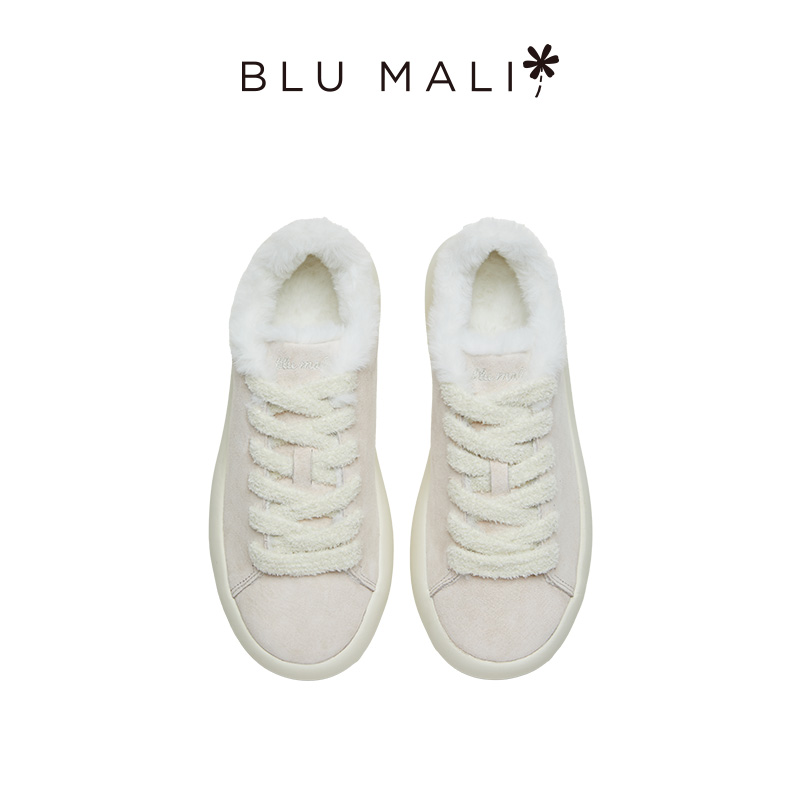 Blu Mali秋冬板鞋新款厚底加绒休闲运动板鞋百搭毛毛鞋