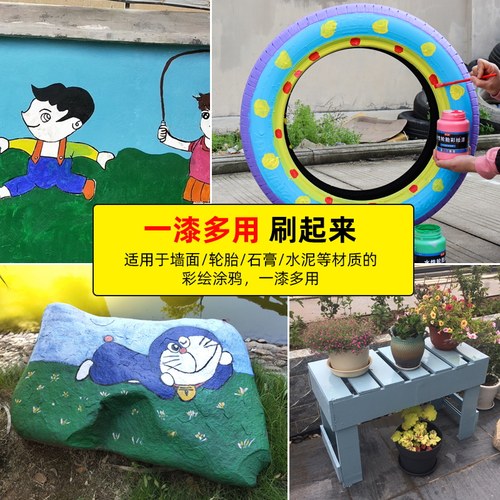 轮胎彩绘漆丙烯颜料轮胎漆涂鸦环保水性漆涂料乳胶漆墙面漆油漆 - 图1