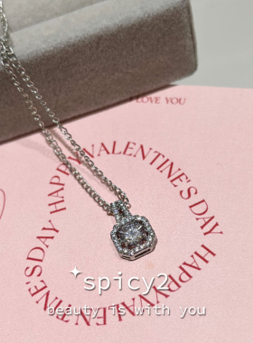 日韩小众百搭项链精致方钻锆石