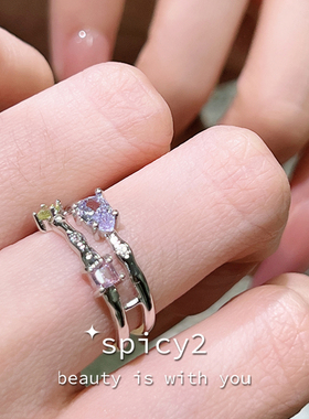 高级感几何彩钻开口戒冷淡风轻奢