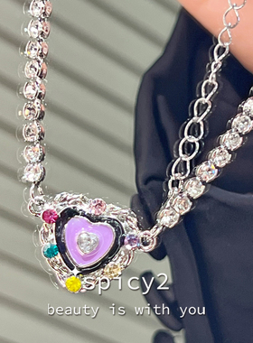 宋妍霏同款锁骨链小众辣妹彩色