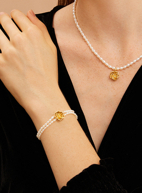 Neverfar手工玫瑰珍珠手链