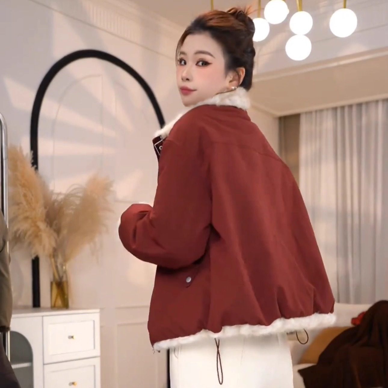 巨好看短款双面穿派克服外套女2025秋冬超好看百搭羊羔毛夹克上衣,淘宝优惠券,粉丝福利购,淘宝优惠卷