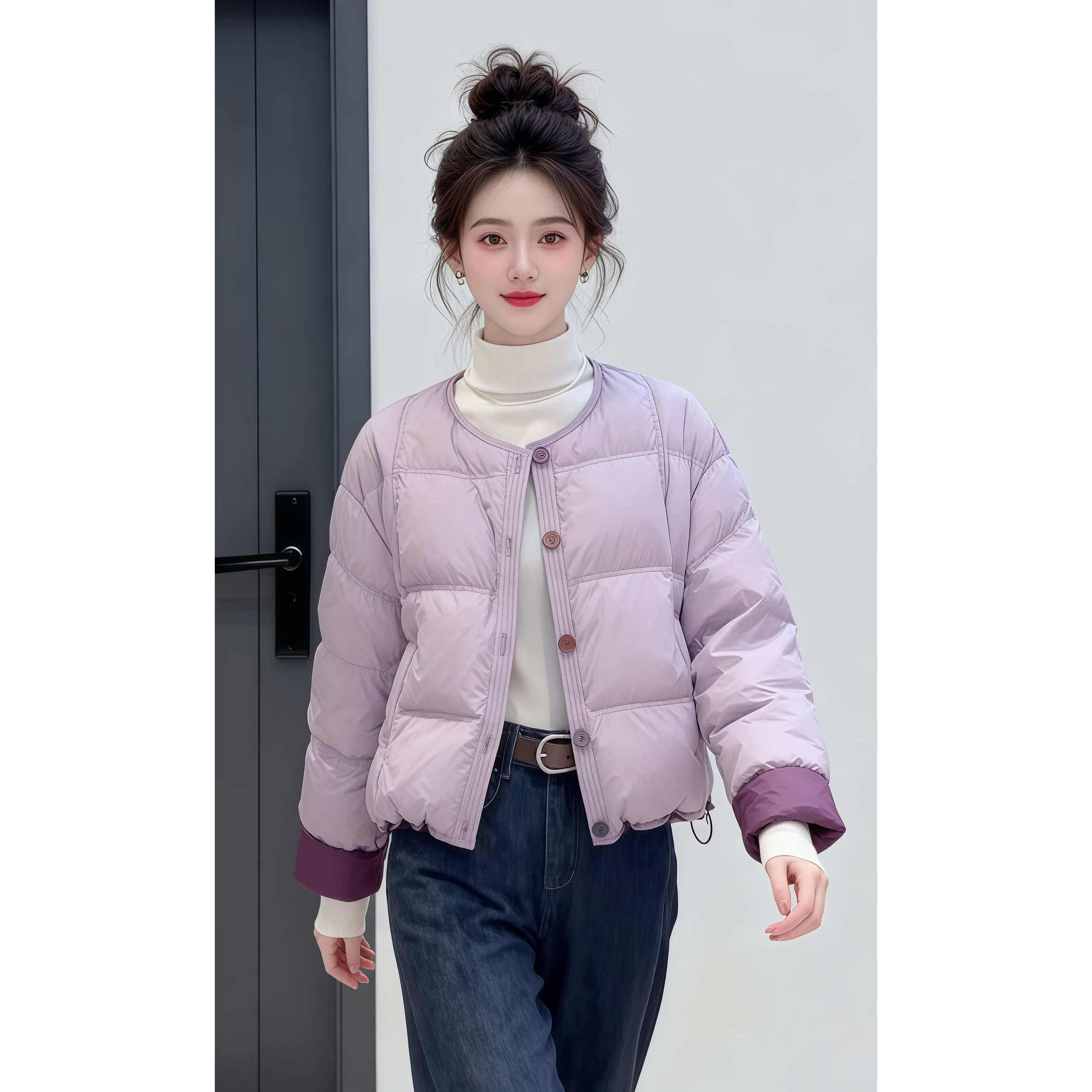 巨好看减龄短款圆领白鸭绒羽绒服女2025冬新款小个子休闲显瘦外套,淘宝优惠券,粉丝福利购,淘宝优惠卷