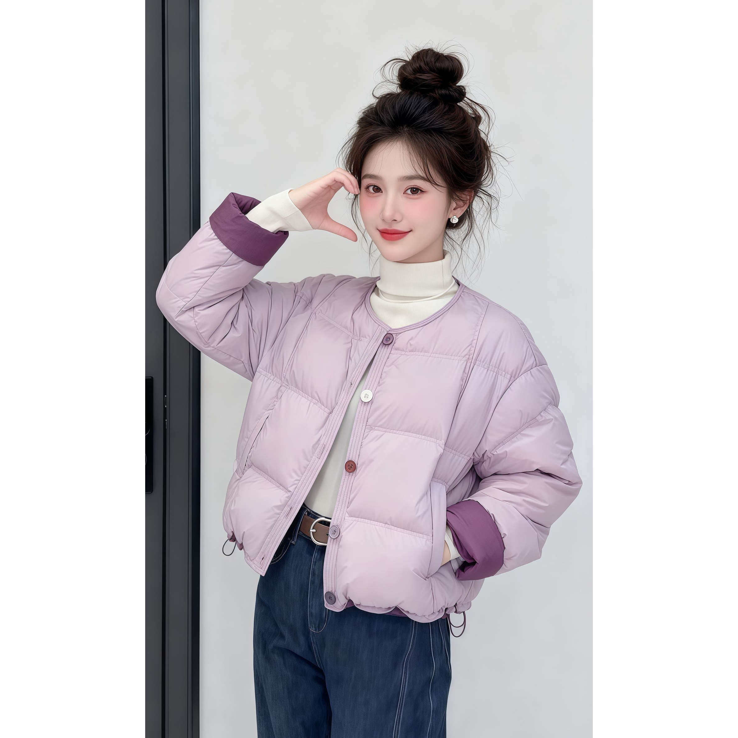 巨好看减龄短款圆领白鸭绒羽绒服女2025冬新款小个子休闲显瘦外套,淘宝优惠券,粉丝福利购,淘宝优惠卷