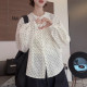 Korean long-sleeved polka-dot shirt for women, spring and summer Korean casual shirt, fashionable, loose, flesh-covering, slim-fitting shirt