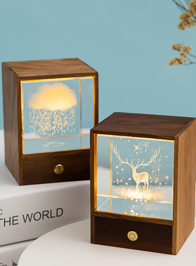 云朵麋鹿水晶玻璃宇航员小夜灯