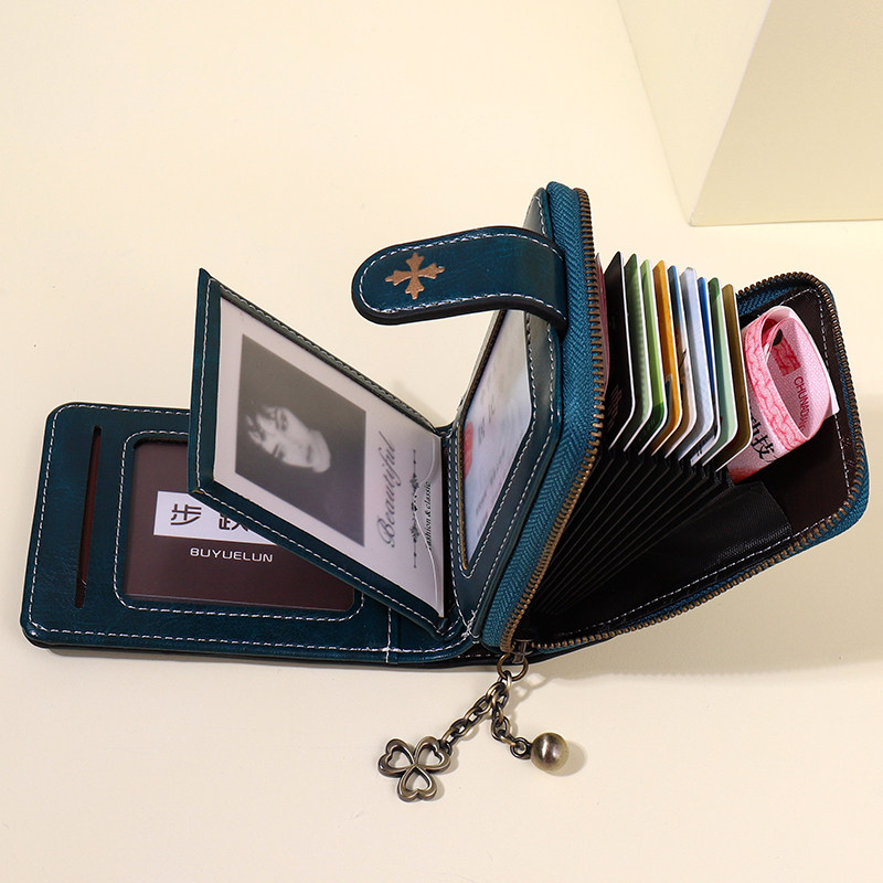卡包女新款防盗刷大容量折叠零钱包 步跃伦卡包