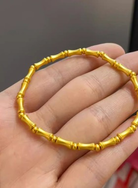 金包银手镯古法竹节手链竹子手环女节节高升转运珠手串礼物送女友