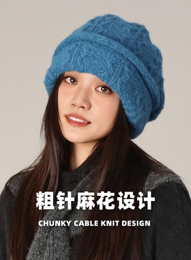 灰色针织帽女秋冬保暖