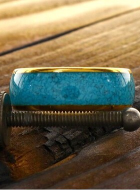 跨境爆款不锈钢戒指弧面绿松石纹理戒指斜边颗粒男士指环饰品