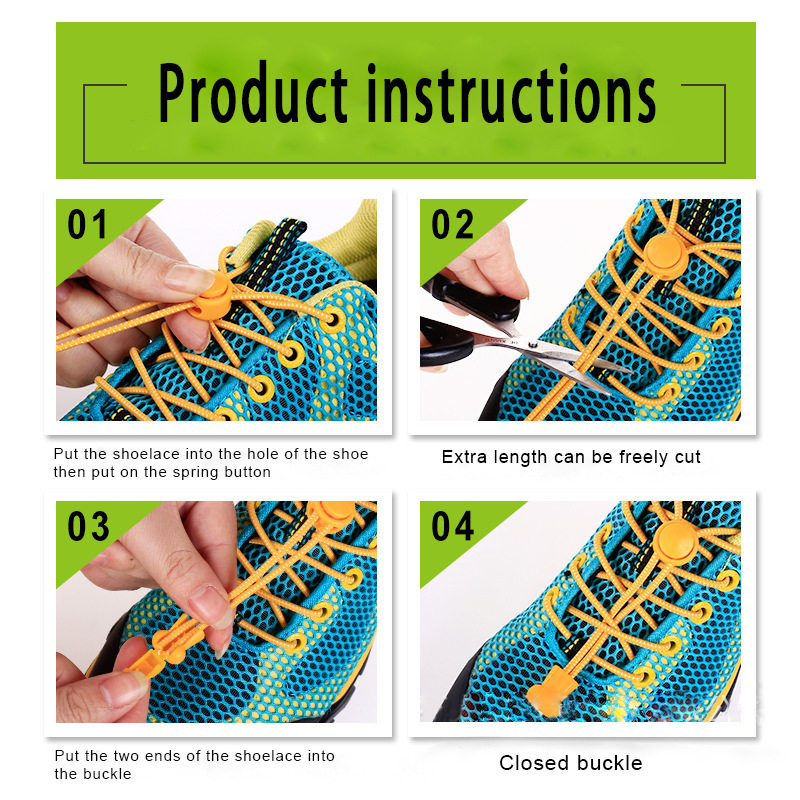 男女懒人鞋带儿童松紧免系运动鞋小白鞋免绑绳潮神器卡扣弹力个性 - 图2