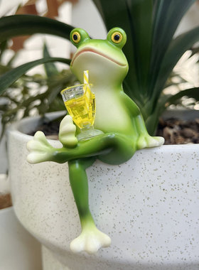 仿真青蛙悬挂装饰动物摆件盆挂玻璃鱼缸边缘挂件户外花园花盆边缘