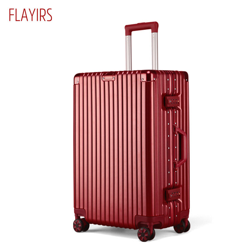 结婚陪嫁红色女皮箱子压婚礼用酒红 flayirs旅行箱