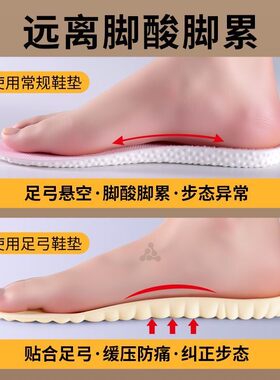 女生专用鞋垫足弓支撑运动减震吸汗防臭透气超软久站不累