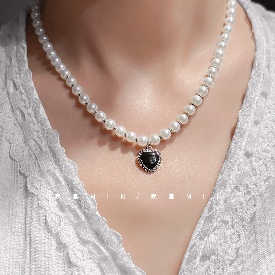 晚棠MIN 气质珍珠款爱心项链轻奢小众精致颈链锁骨链小香风配饰,淘宝优惠券,粉丝福利购,淘宝优惠卷