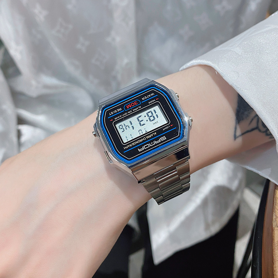 小方块女孩夏季初高中学生电子表 纪梵洛手表国产腕表