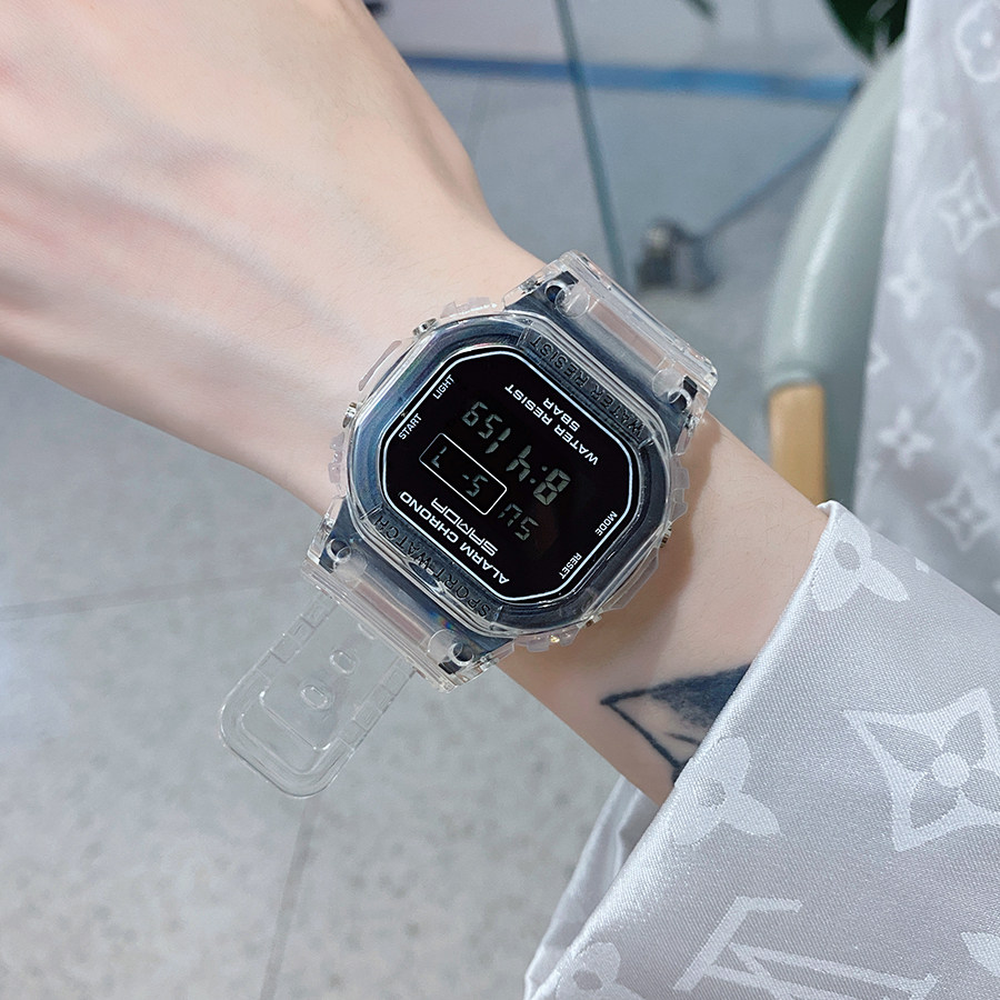 小方块女孩夏季初高中学生电子表 纪梵洛手表国产腕表