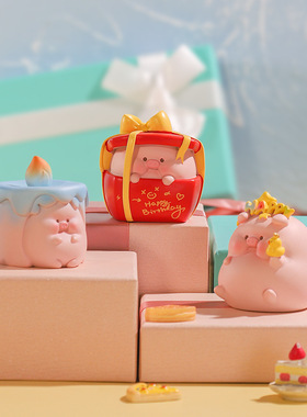 天然树脂卡通猪你快乐鸭装饰摆件