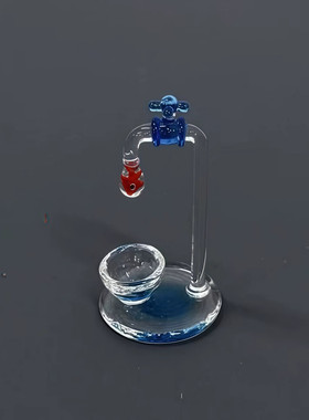 创意桌面琉璃水龙头小摆件钱袋鱼小猫洗澡可爱手工造景礼品福袋