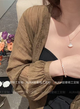 柜版品质洗澡可佩戴白贝母项链