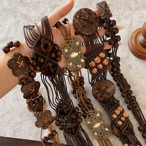 复古波西米亚蝴蝶腰带女民族风装饰配连衣裙子高级感小众腰链腰绳 - 图1