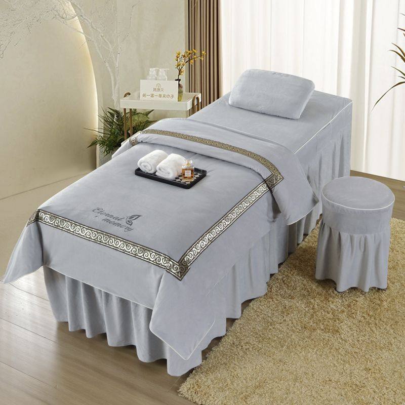 法莱珊瑚绒水晶美容美体按摩床罩四件套简约美容院用品专用罩套,淘宝优惠券,粉丝福利购,淘宝优惠卷