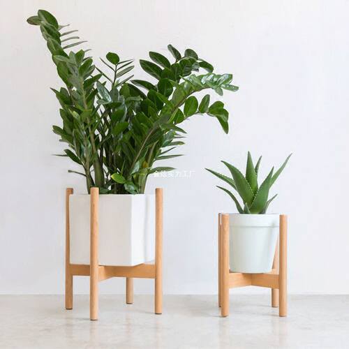 绿植客厅架置物架托架单个花盆简约榉木阳台北欧实木落地花架十字 - 图2