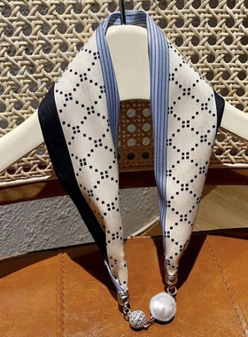 磁吸扣丝巾女磁吸珍珠项链长条2023新款送妈妈礼物高级感搭配