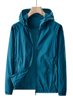 潮流户外防晒衣男款欧美大牌连帽轻薄透气跑步钓鱼旅行风衣