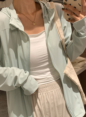 夏季薄款冰丝网眼拼接防晒衣女短款防紫外线宽松透气防晒衫UPF50