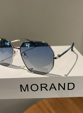 抖音爆红款透明蓝色遮阳防晒太阳眼镜男士多边形金属墨镜韩版