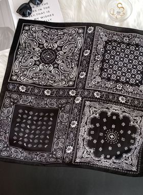 跨境韩系腰果花70仿真丝桑蚕丝方巾颈带丝巾女2025新款围巾批发