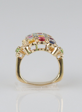 中古「95新」多色彩宝石钻石戒指