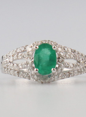 BRANDOFF椭圆型祖母绿钻石戒指