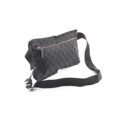 中古Gucci古驰男包B级9新waist bag腰包帆布腰包黑色 - 图0