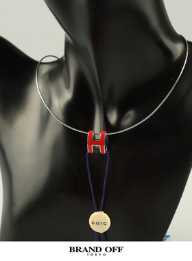中古「9.0新」HERMES(爱马仕)Pop H 蛇骨项链红色925银42cm项链