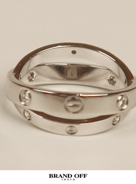 「9.5新」Cartier(卡地亚)LOVE双环钻石戒指750白金52号B4215700
