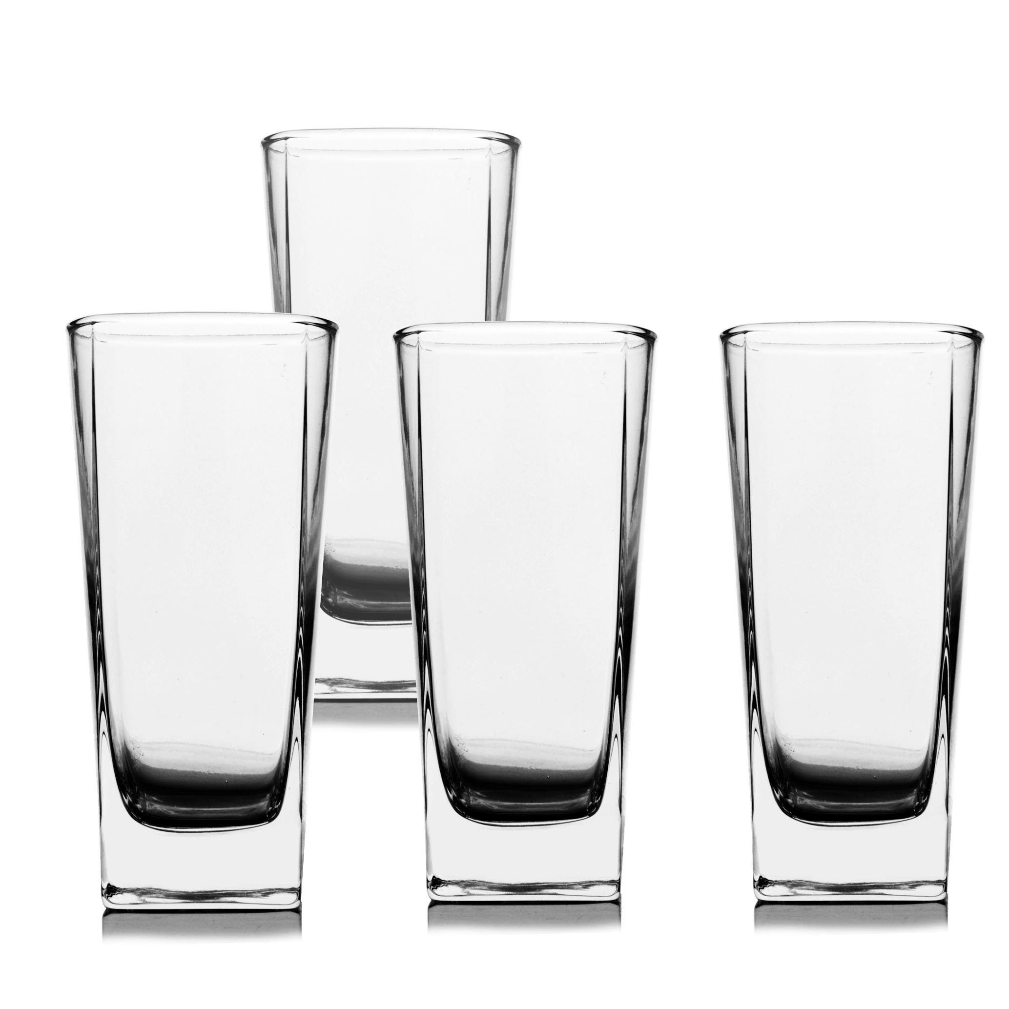 加厚四方杯透明玻璃口杯水杯牛奶杯司太宁果汁啤酒杯4只包邮