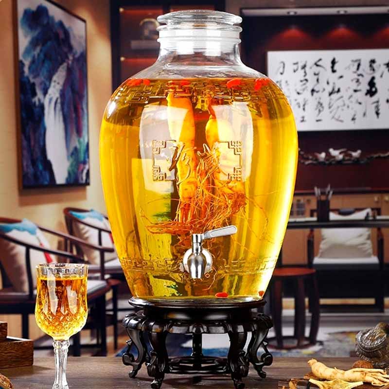 泡酒玻璃瓶加厚酒坛子带龙头10斤20装专用酒瓶家用高密封泡酒罐档 - 图0